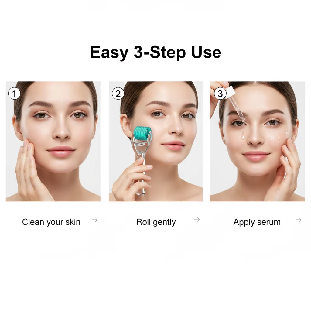 2Pcs Titanium Alloy Derma Roller, 0.25Mm Needle Length, Stainless Steel & Plastic, Manual Use for Skin, Beard, and Hair Care