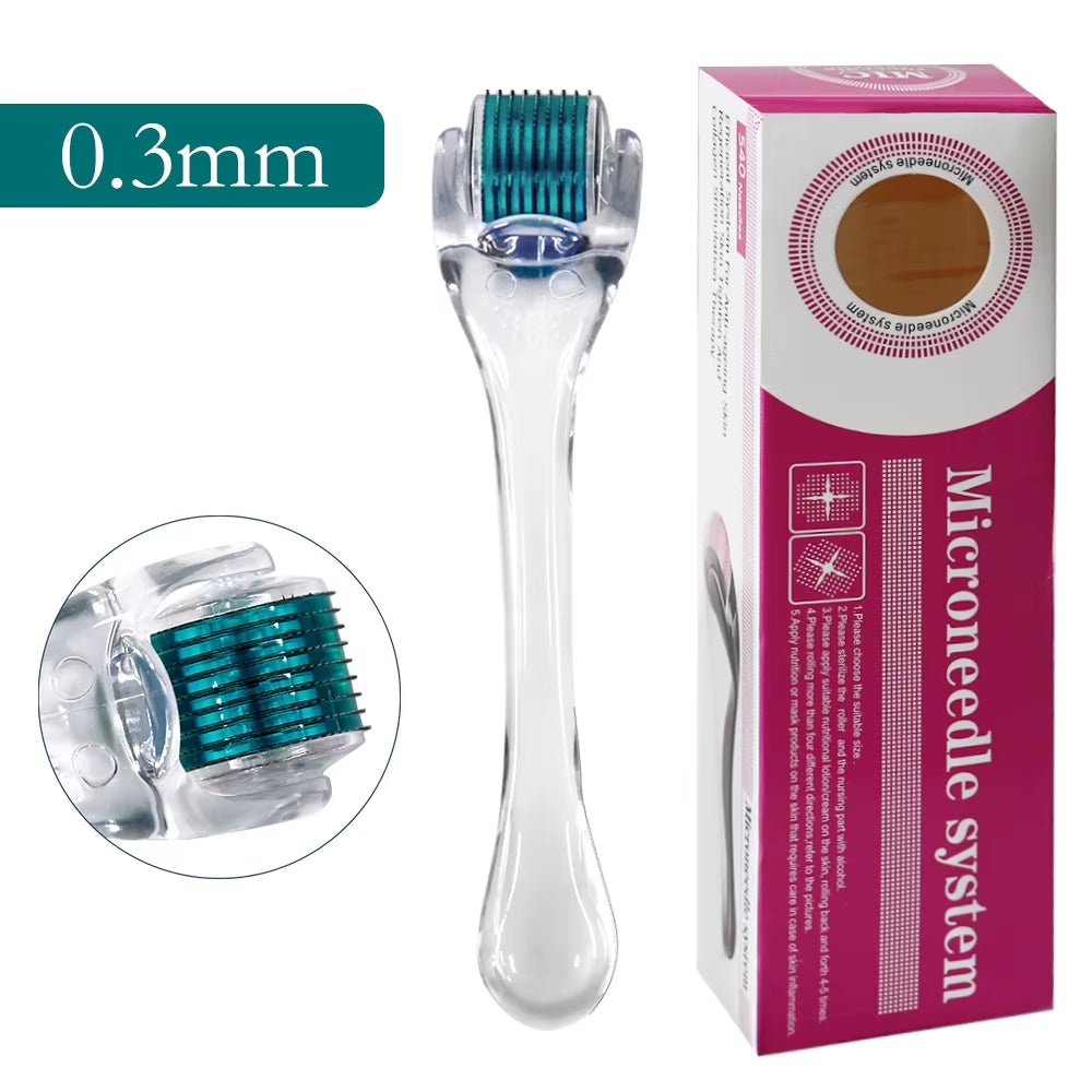 540 Titanium Face Roller for Beard Scalp Hair Growth and Scar MTS Microneedling Mesotherapy Face Skin Care Derma Roller