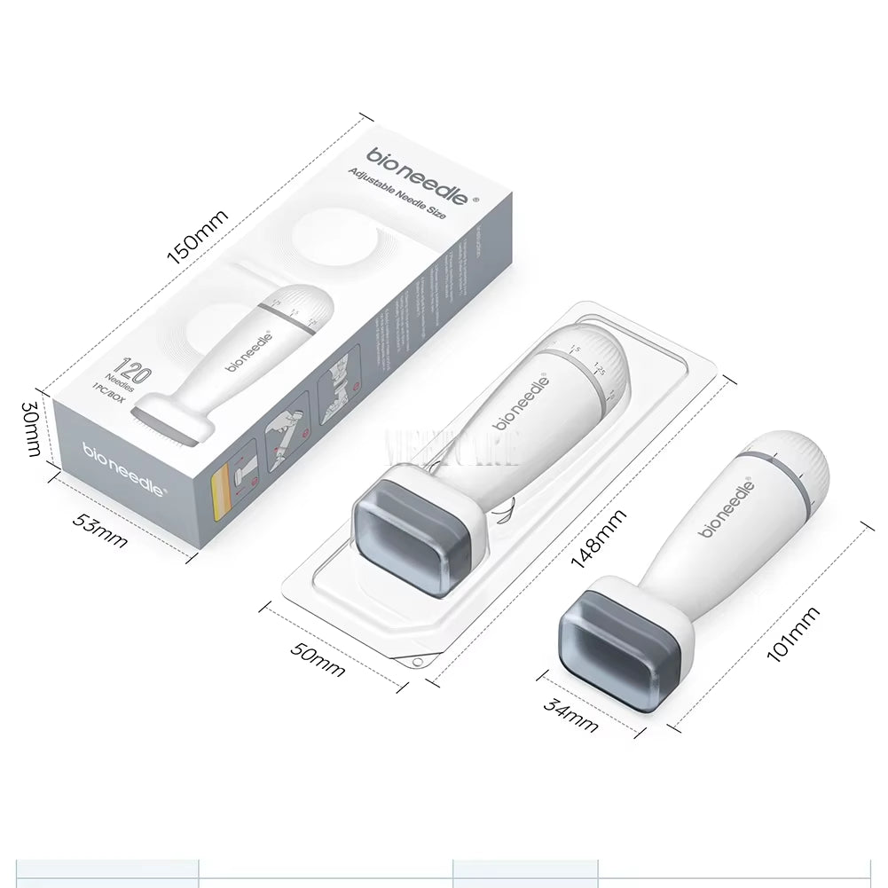 Bio 120Pin Derma Roller Stamp Adjust Needle Derma Microneedle Pen for Beard Hair Growth Microneedling Dermaroller Skin Care