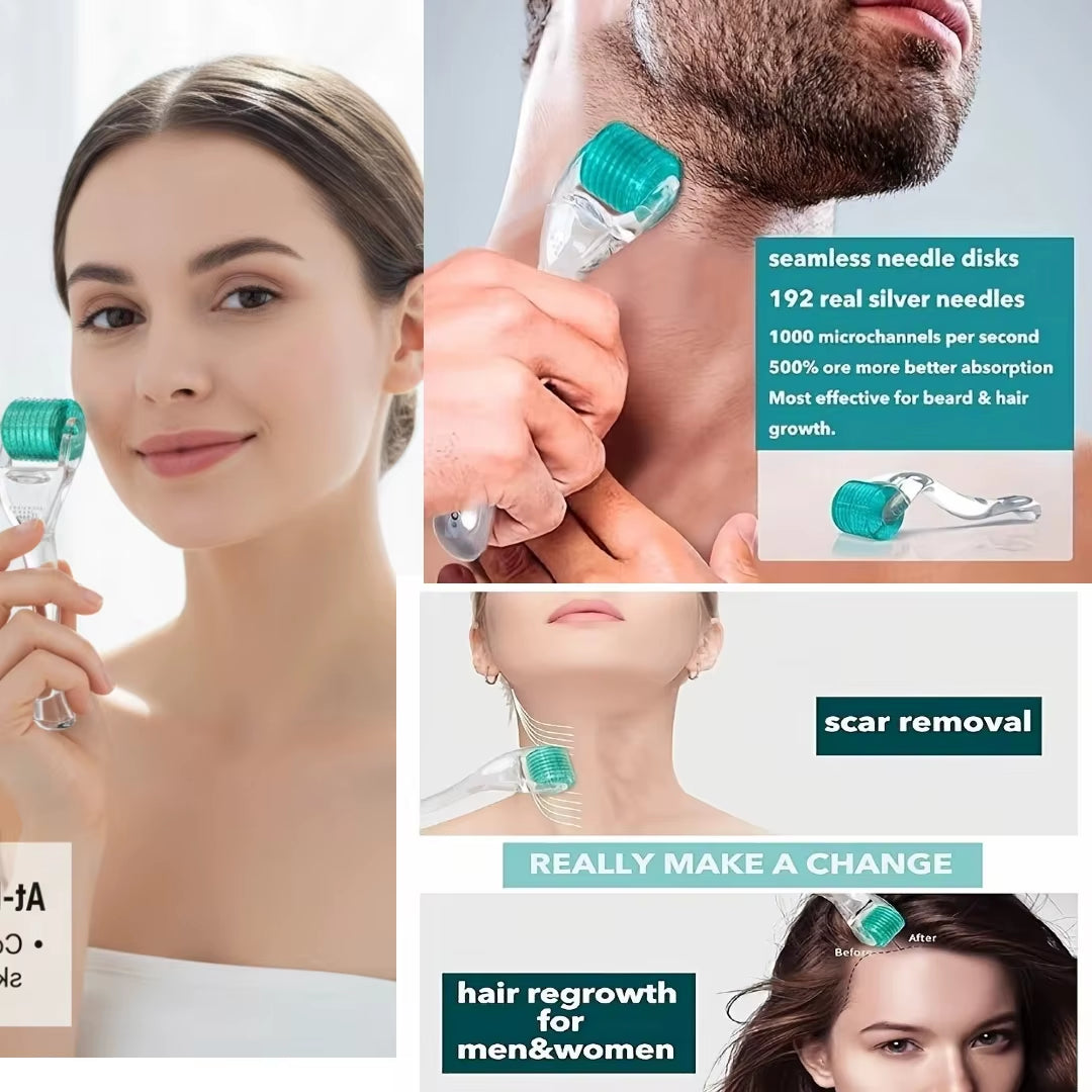 2Pcs Titanium Alloy Derma Roller, 0.25Mm Needle Length, Stainless Steel & Plastic, Manual Use for Skin, Beard, and Hair Care